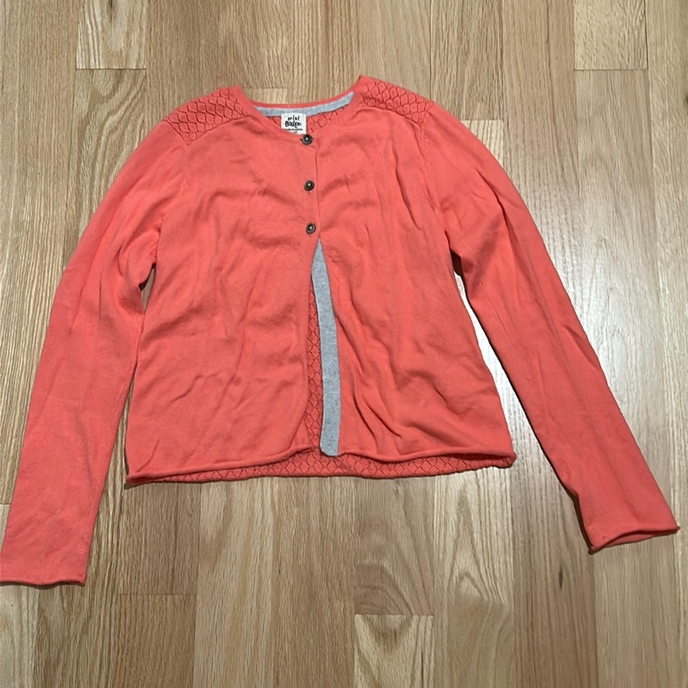 BRAND NEW Mini Boden Girls Size 11-12 Orange/Pink Sweater with Designed Back